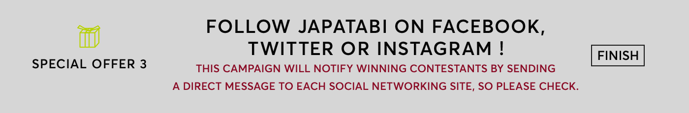 Follow JAPATABI on Facebook, Twitter or Instagram !