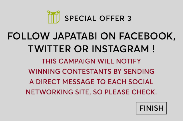 Follow JAPATABI on Facebook, Twitter or Instagram !